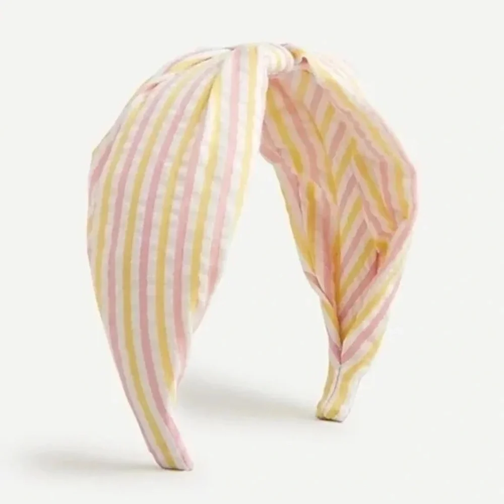 NWT J. Crew  Seersucker Pink and Yellow  Twist Headband
